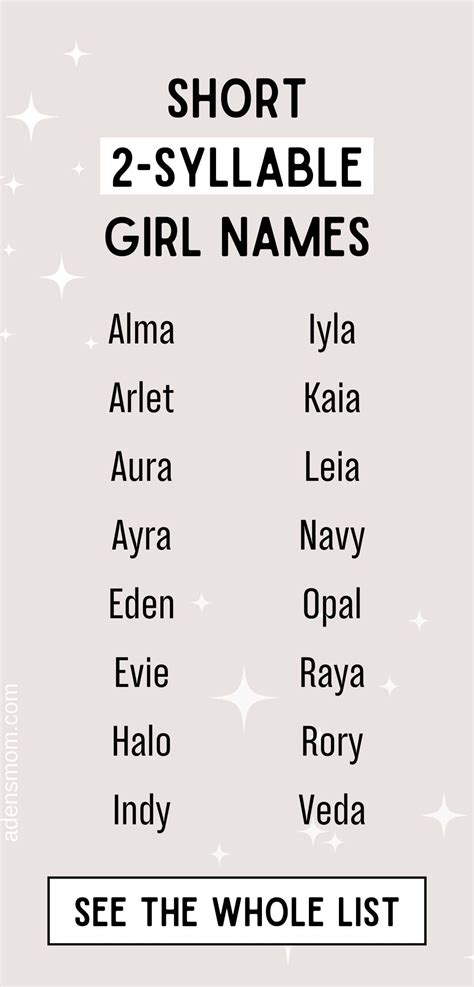 2 Syllable Girl Names