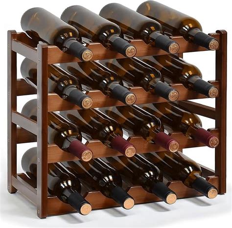 BALANBO Bamboo Wine Rack Storage, 4 Tier 16 Bottle Wine Racks ...