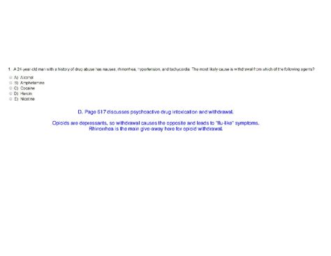 Nbme 21 Explanations - 1 A 24 - year - old man with a history of drug ...