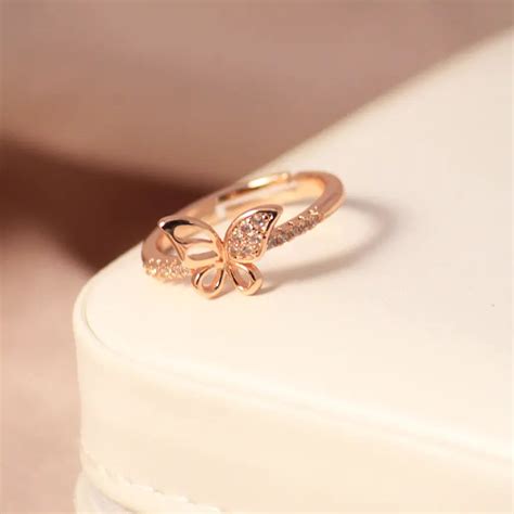 Aesthetic Rose Gold Butterfly Minimal Ring | Salty – Salty Accessories