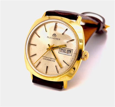 Vintage 1970s Bucherer Chronograph Day Date Watch - Gem