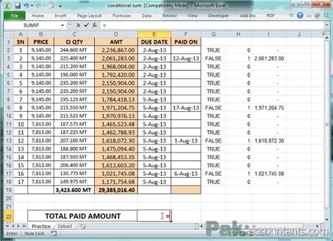 Excel Conditional Sum 的图像结果