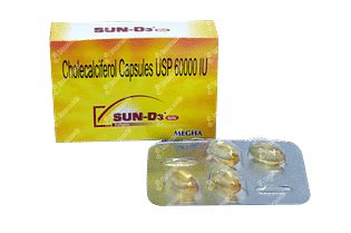 Sun D3 60k 60000 Iu Softgel 4 - Uses, Side Effects, Dosage, Price ...