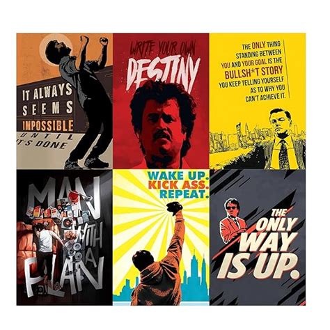 Motivational Movie Posters, Set of 6, A4 Size, HD Waterproof Print, 300 ...