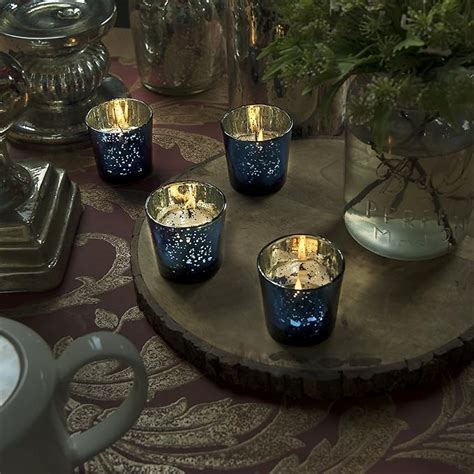 Mercury Silver T-light holder, Glass candle holder stand with free can ...