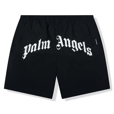 Palm Angels Logo Print Black Swim Shorts | Crepslocker