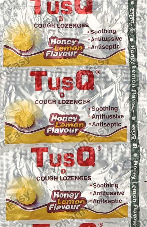 Buy Tusq D Honey Lemon Flavour Strip Of 6 Cough Lozenges Online at Flat ...