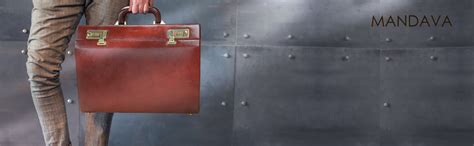 MANDAVA Leather Briefcase Executive Attache Slim Business Handbag ...