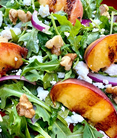 Savory Grilled Peach Salad with Arugula and Toasted Walnuts