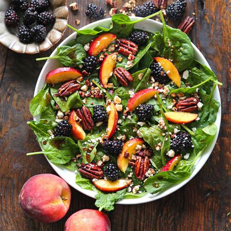 Summer Peach Spinach Salad with Balsamic Glaze - Julia's Album