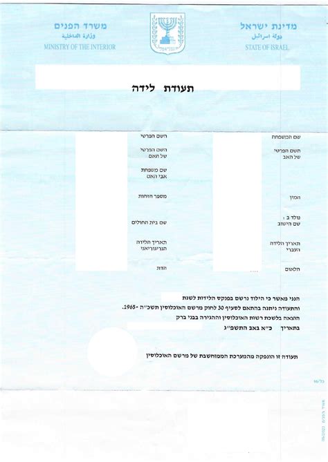 Certified Translation of Israeli Birth Certificate from Hebrew to ...