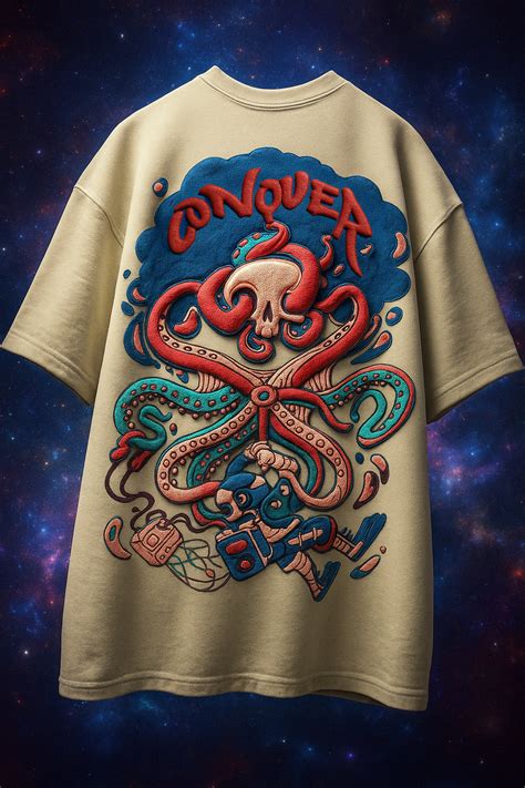 Conquer SwanWhite Oversized Puff Printed Exclusive T-shirt – Veirdo