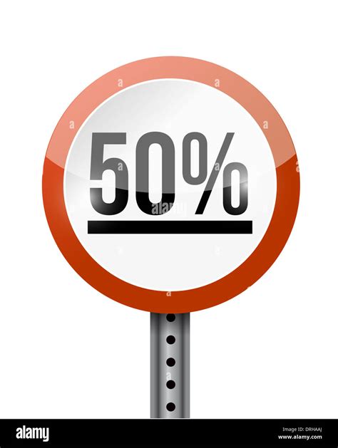 50 percentage road sign illustration design over a white background ...