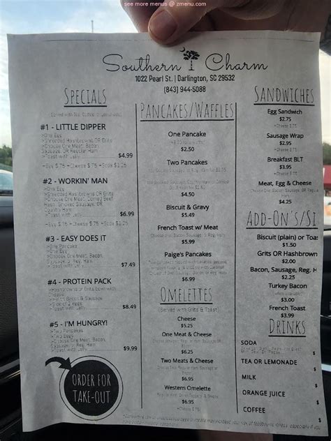 Online Menu of Southern Charm Restaurant, Darlington, South Carolina ...