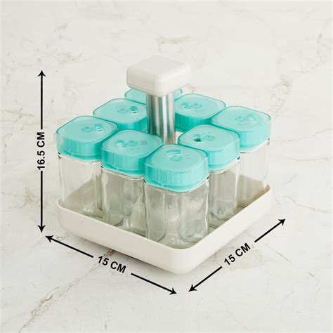 Buy Pamolive Set of 8 Glass Spice Bottles with Rack - 100ml from Home ...