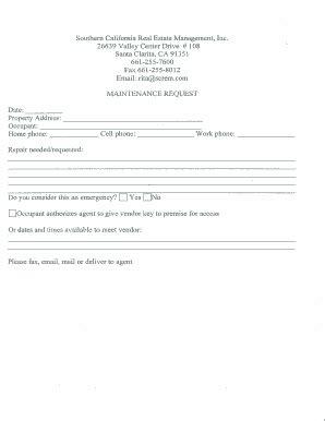 NZ My Property Manager Maintenance Request Form - Fill Online ...