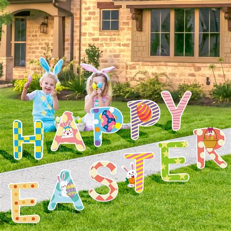 Amazon.com : 35in Easter Yard Decorations Bunny Family and Egg Yard ...