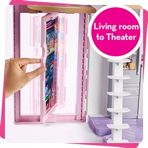 Barbie Malibu House 2-Story, 6-Room Dollhouse with Transformation ...