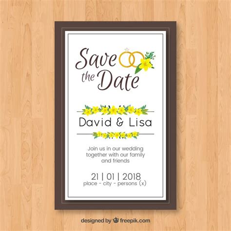 Blumenhochzeitseinladung mit Ringen | Kostenlose Vektor