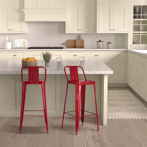 Amazon Brand - Solimo Iron Bar Stool, Red BR_BS2-Red | 44D x 36W x 99H ...