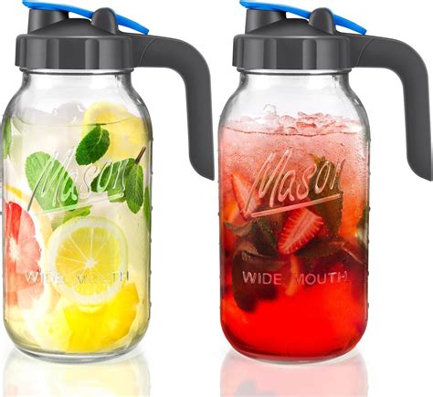 Amazon.com: 64 OZ Mason Jar Pitcher Wide Mouth 64 oz Mason Jar Pitcher ...