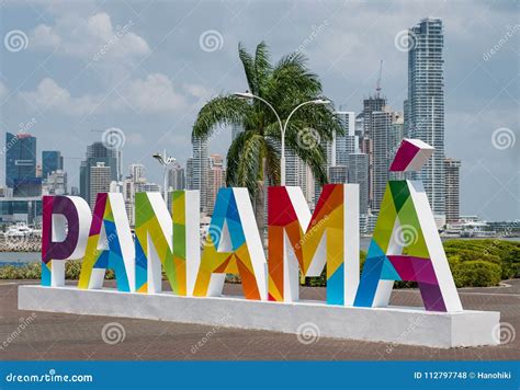 Panama Sign - Famous Landmark in Panama City Editorial Stock Photo ...