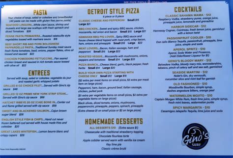 Online Menu of Gino's Surf Restaurant, Harrison Township, Michigan, 48045 - Zmenu