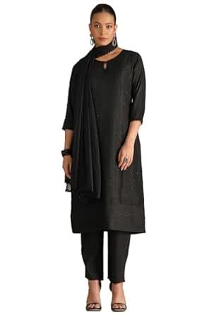 Soch Womens Black Art Silk Embroidered Suit Set With Sequins : Amazon ...