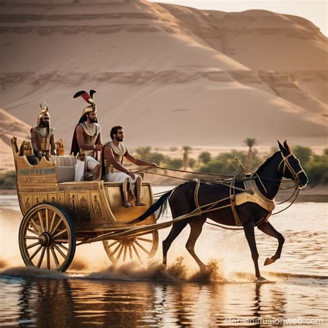 Egyptian Chariot on the Banks of the Nile | Stable Diffusion Online