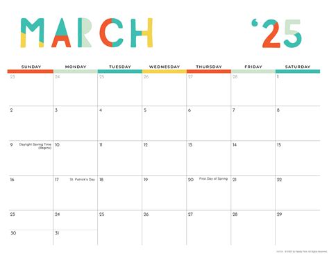 2025 Colorful Printable Calendar for Moms - iMOM