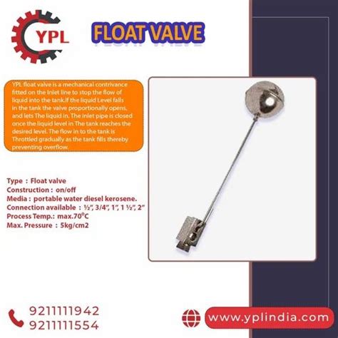 Float Valves - FLOAT VALVE (YPL-FV37) Manufacturer from Faridabad