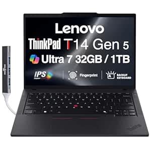 Lenovo ThinkPad T14 Gen 5 AI Business Laptop 14.0" IPS FHD+ (Intel Core ...