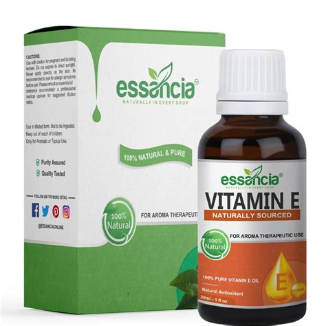 Buy Essancia Nourishing Vitamin E Oil for Skin & Hair Health, 100% Pure ...