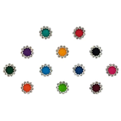 Comet Busters Multicolor Round Velvet Bindi With Silver Stone Border