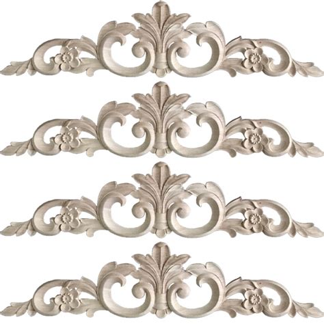 WINGOFFLY Wood Carved Onlay Corner Unpainted Applique Frame for ...