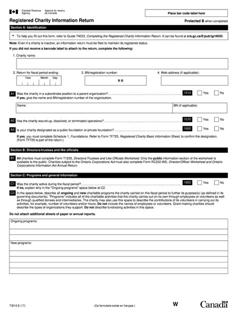 2017 Form Canada T3010 E Fill Online, Printable, Fillable, Blank ...