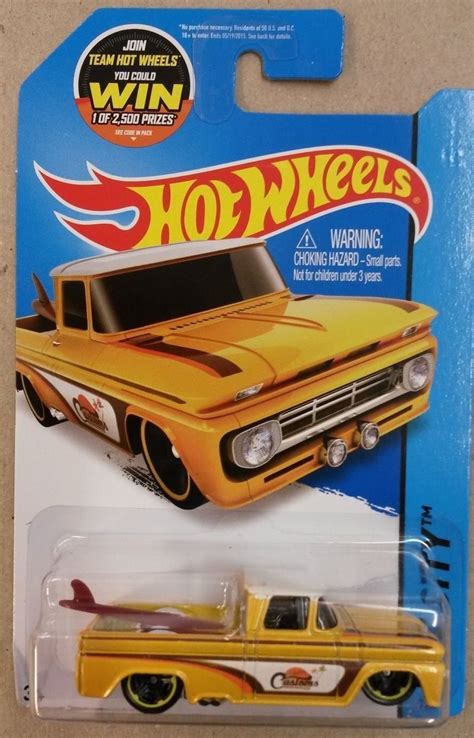 Hot wheels custom 62 chevy yellow truck with surf board 72/250 : Amazon ...