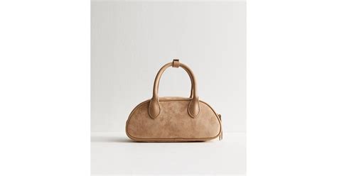Brown Suedette Bowler Crossbody Bag | New Look