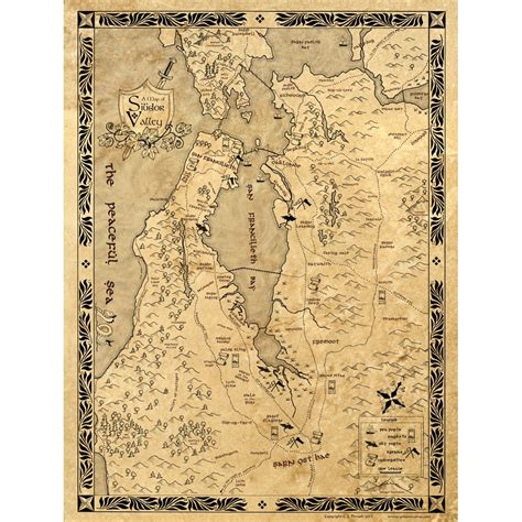 Fantasy Map of Silicon Valley, 18 X 24 Inch Art Poster, Silidor Valley ...