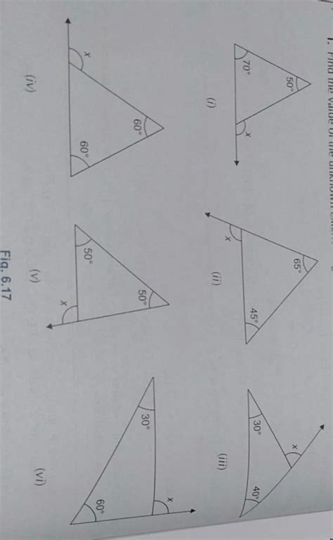 Find the value of the unknown exterior angle x in the following ...