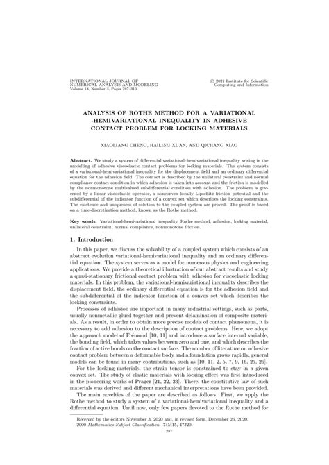 Global Science Press: Analysis of Rothe Method for a Variational ...