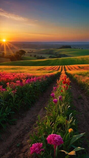 Sunrise symphony vibrant colors painting the horizon | Premium AI ...