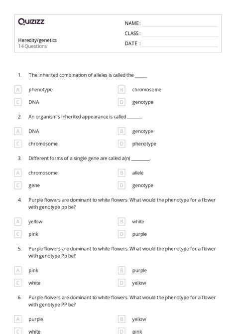 50+ Genetics worksheets for Kindergarten on Quizizz | Free & Printable