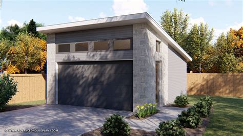 Contemporary 2 Car Garage Plan with Single Slope roof | Pelini