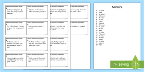 Standard Measurement Word Problem Task Cards (teacher made)