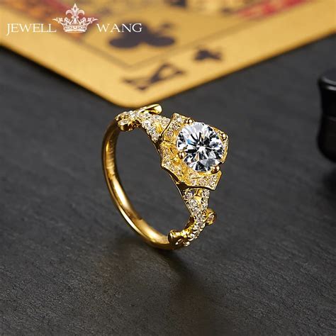 Jewellwang Moissanites Engagement Rings For Women Original Poker 18K ...
