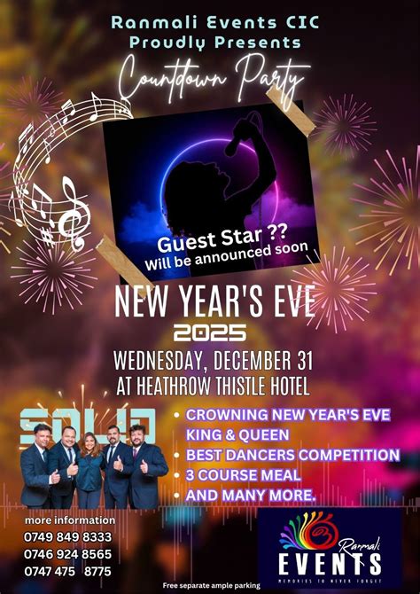 New Years Eve Countdown Party /Dinner Dance, Thistle Hotel, Heathrow ...