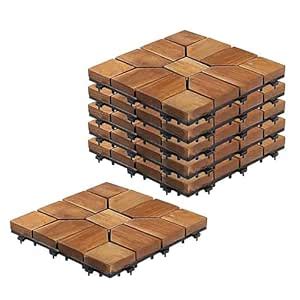 Sharpex Deck Tiles with Interlocking | 6 Piece Teck Wood Floor Decking ...