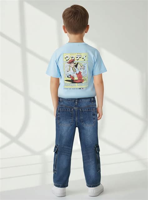 Buy Boys Washed Loose Fit Denim Cargos Online at just Rs. 799.0 ...