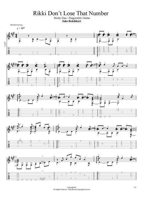Rikki Don’t Lose That Number - Steely Dan - Fingerstyle Guitar Tab ...